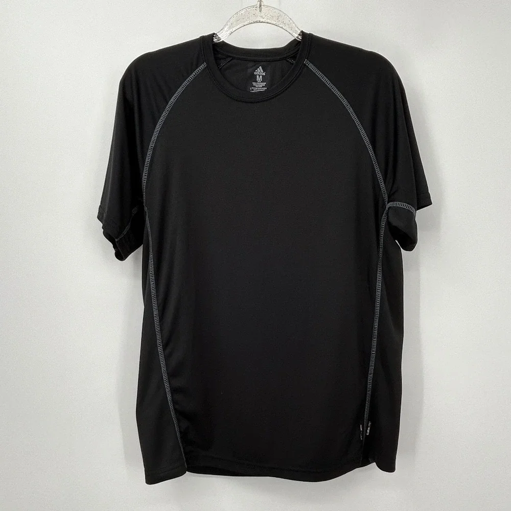 Adidas Mens Climalite Performance Tee Black Short Sleeve Athletic Shirt Size M